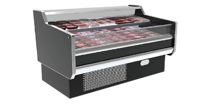 Plug ln Supermarket Double Layer Meat Display Chiller Refrigerator Self Service Counter