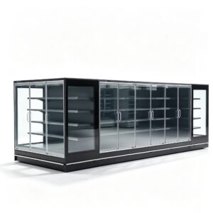 Commercial Remote Multideck Glass Door Display Chiller Showcase Refrigerator for Supermarket