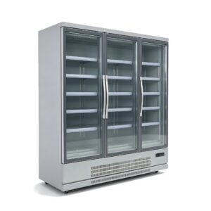 Commercial 3 Glass Doors Upright Beverage & Food Cooler Showcase Vertical Refrigerator for Supermarket Use