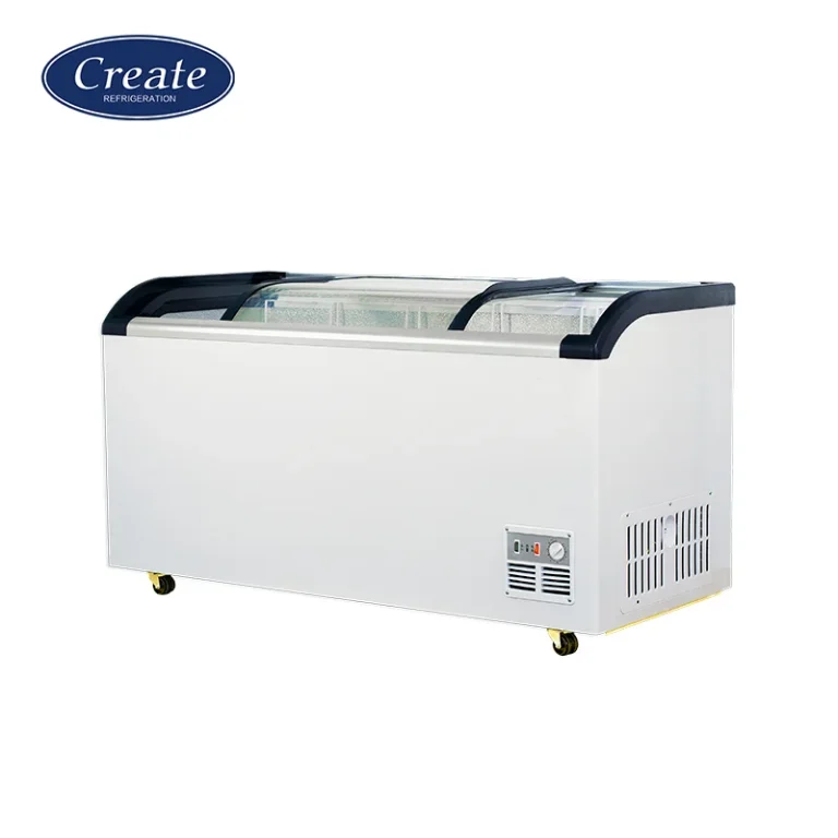 Ice Cream Display Freezers Curved Glass Top Chest Freezer Showcase