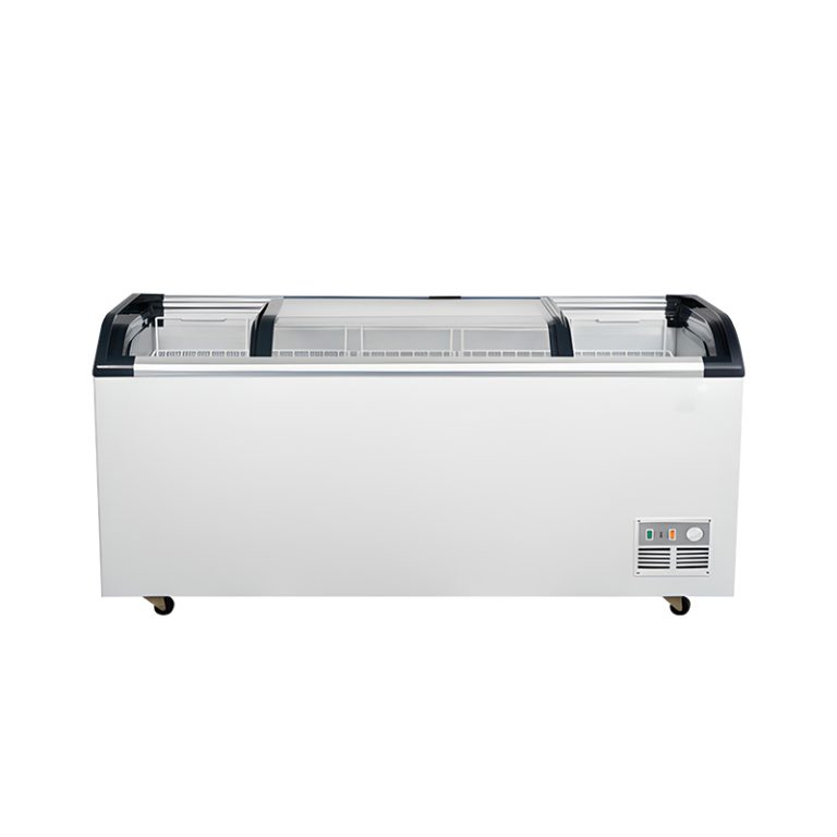 Commercial Supermarket Factory Sale Arc Sliding Door Deep Ultra Low Chest Bulk Ice Cream Display Showcase Freezer