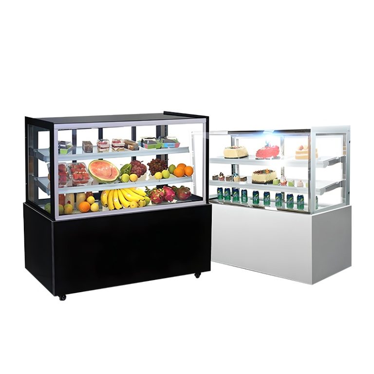 Supermarket Front Open Sliding Door Square Bakery Showcase Chiller