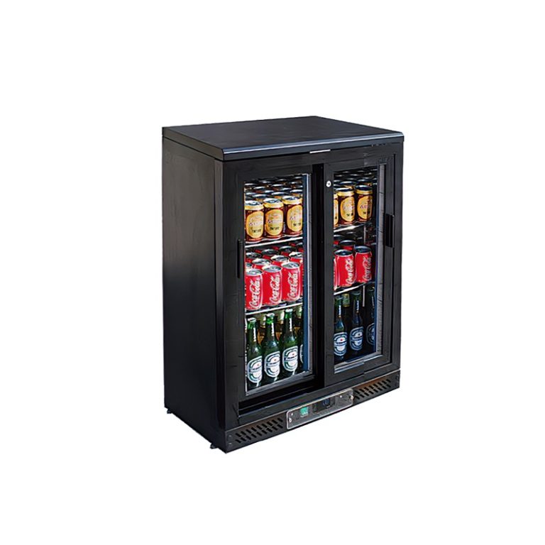 Mini 2 Doors Beer Fridge Display Beverage Showcase Back Bar Cooler Refrigerator