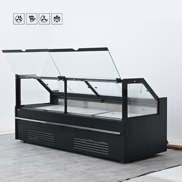 Supermarket Double Temeprature Frozen Food Sliding Glass Door Aht Static Cooling Wall Combi Island Chest Display Freezer Chiller