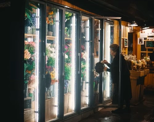 R290 Charge Limits and Safety Features Buyers Should Check in Plug-In Refrigeration插图 a grandma is choosing flowers