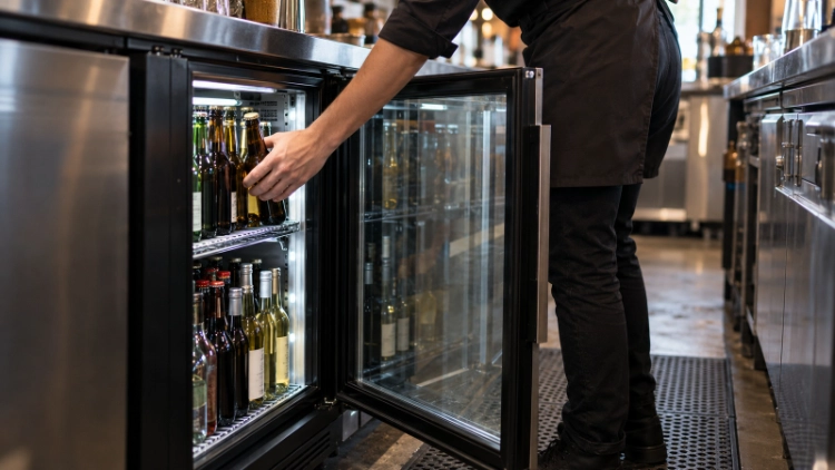 Sliding vs Hinged Back Bar Cooler Doors in Tight Service Areas插图 Hinged back bar cooler access
