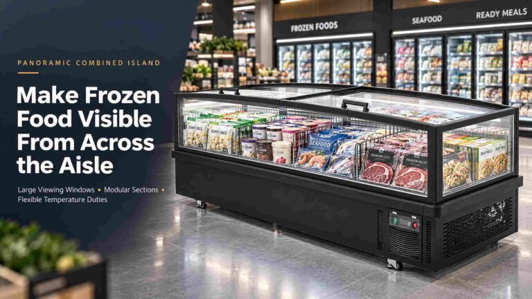 Panoramic Large-Viewing-Window Combined Island Freezer / Chiller: Turning the Centre Aisle into a High-Visibility Sales Zone